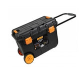 Toolbox on wheels with organizer in the lid